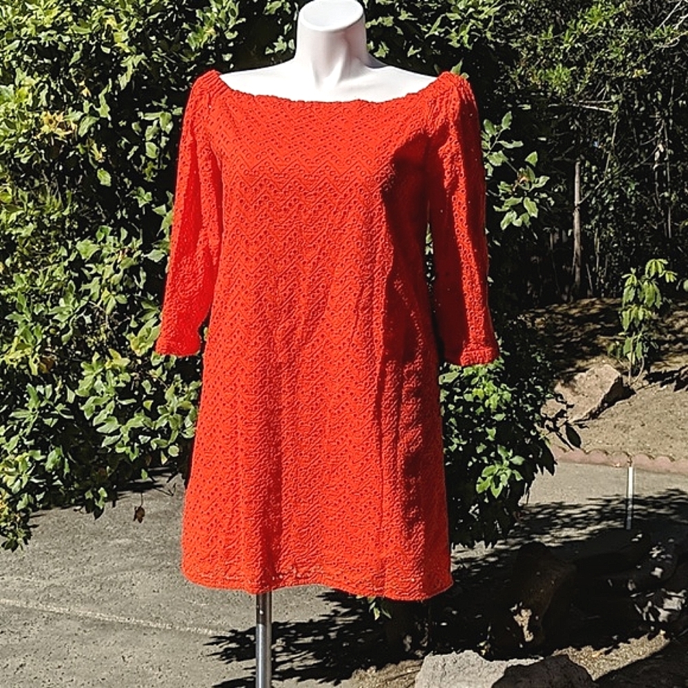 Halogen Orange Eyelet Dress - M